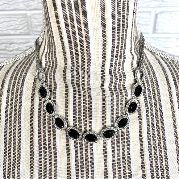 Monet Black & Clear Rhinestone Necklace